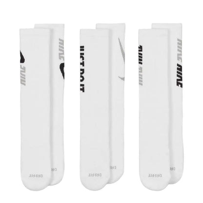 Nike EVERYDAY CREW: Stijlvolle, comfortabele, antislip en duurzame unisex zachte basketbalsokken (3-pack) DA2123-100