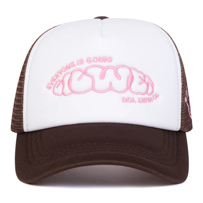 Unisex EVERYONE IS GOING Letter Embroidery Baseball Net Caps Spring Summer Outdoor Adjustable Casual Hats Dad Hat Sunscreen Hat