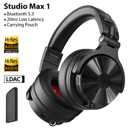 Cuffie DJ wireless OneOdio Studio Max Bluetooth 6.0 – latenza ultra bassa di 9ms, headset over-ear da monitoraggio studio Hi-Res LDAC con microfono
