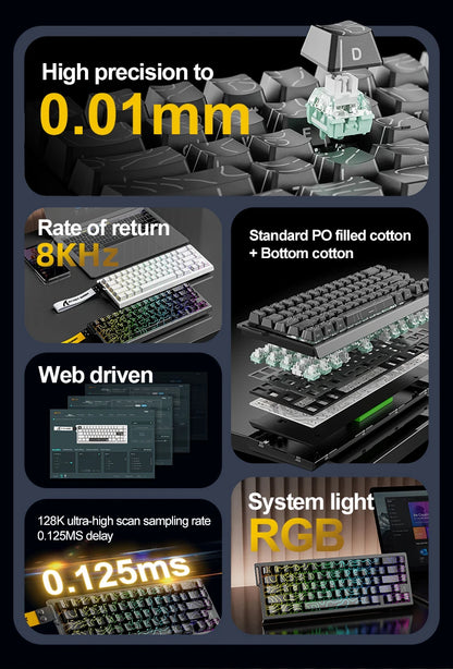 ATTACK SHARK X68HE Esports Magnetic Axis Keyboard 8KHz Return Rate, Total Area 0.01mm, and 0.125ms Rate Class Ultra-Low Latency