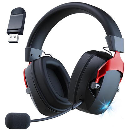 Kabelloses Gaming-Headset mit abnehmbarem Mikrofon mit Geräuschunterdrückung – 2.4G Wireless, Bluetooth 5.3 & kabelgebundene 3.5mm-Gaming-Kopfhörer für PS5, PC, Xbox, Mobilgeräte