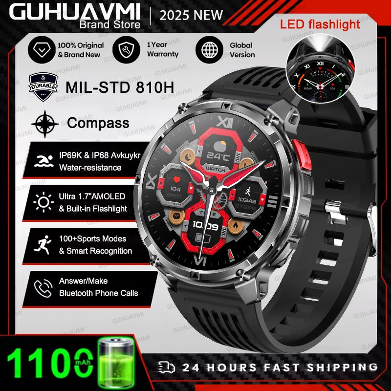 New Original 1100mAh Battery Men Smart Watch Outdoor GPS 10ATM Waterproof Bluetooth Call Sport Smartwatch For Android IOS Phones
