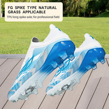 Classic AG/FG Football Shoes with TPU Wear-Resistant Long Studs, PU Mixed Fabric Upper, Non-Slip and Comfortable for Kids' Outdoor Football