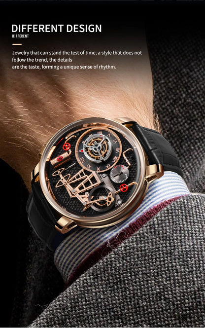 PINDU Design New Button Oil Pump Quartz Watch for Men Swiss Quartz 762 Movement Sapphire Waterproof Stainless Steel Men's Watch