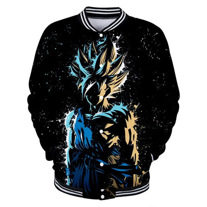 Neue japanische Anime Dragon Ball Z College-Jacke für den Herbst, lässiger Sweatshirt-Hoodie-Mantel, Marken-Baseballjacke