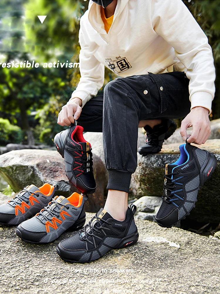 Zapatillas de senderismo para hombre, calzado deportivo todoterreno para exteriores, malla transpirable, antideslizantes y resistentes al desgaste, zapatillas de senderismo y ciclismo outdoor