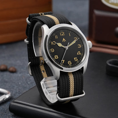 Militado ML08 Vintage Black Watch VH31 Sweep Quartz Wristwatch Ar Sapphire Crystal Luminous C3 BGW9 100 Waterproof Watches Man