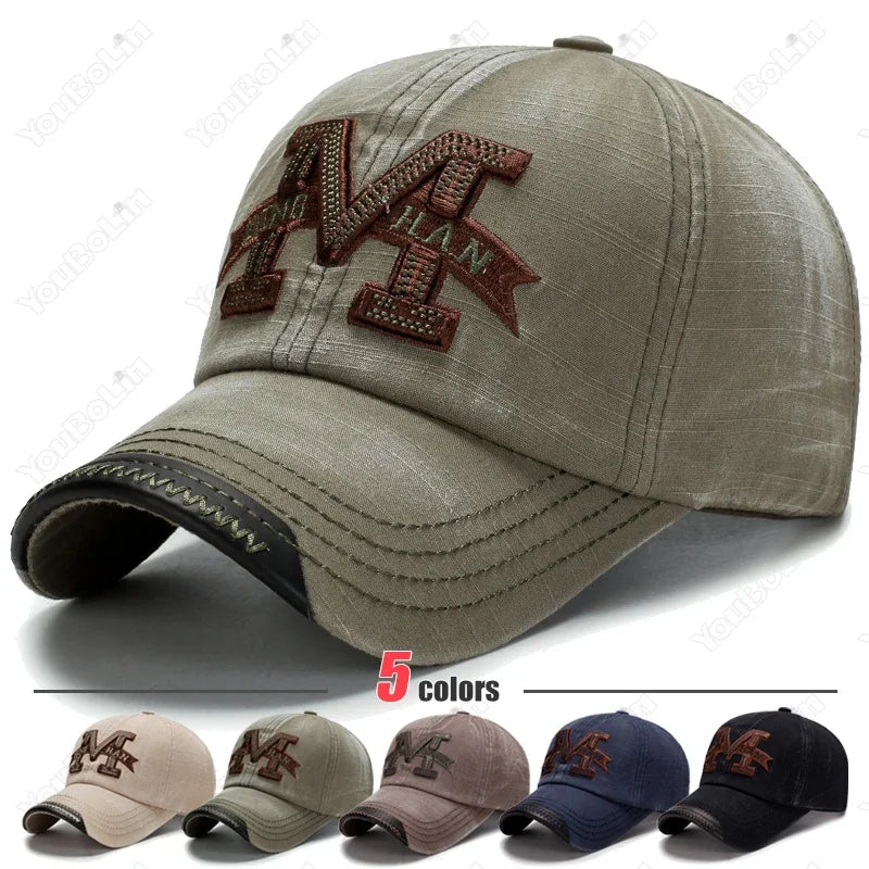 Spring and Autumn Washed Hats Mens Casual Old Baseball Caps Outdoor Embroidered Sun Hats