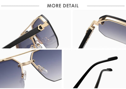Men's Metal Sunglasses Square Half Frame Rice Nails Casual Trend Personality Retro Fashion Outdoor Sports Eyeglasses
