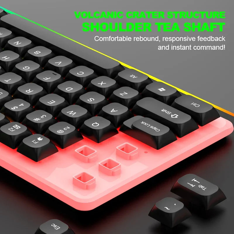 NG GTX350 Combo de teclado y ratón gaming para ordenador y portátil, kit gamer con retroiluminación LED, teclado USB con cable GTX350 Set-Negro
