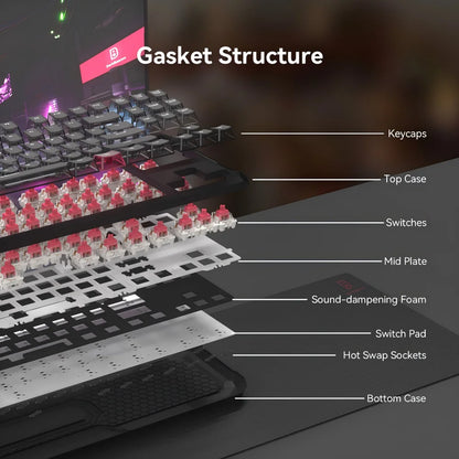 DarKBeacon RGB Teclado TKL Compacto de 87 Teclas USB com Fio, Hot-Swappable, Mecânico Silencioso, para Windows, Portátil, PC e Gaming