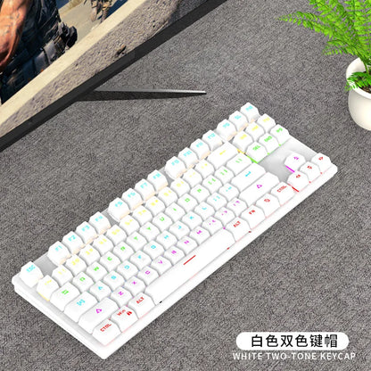Gamer Mechanical keyboard 87 keys gaming 80% backlit key board ergonomic computer office wired mini pc numpad pink white black
