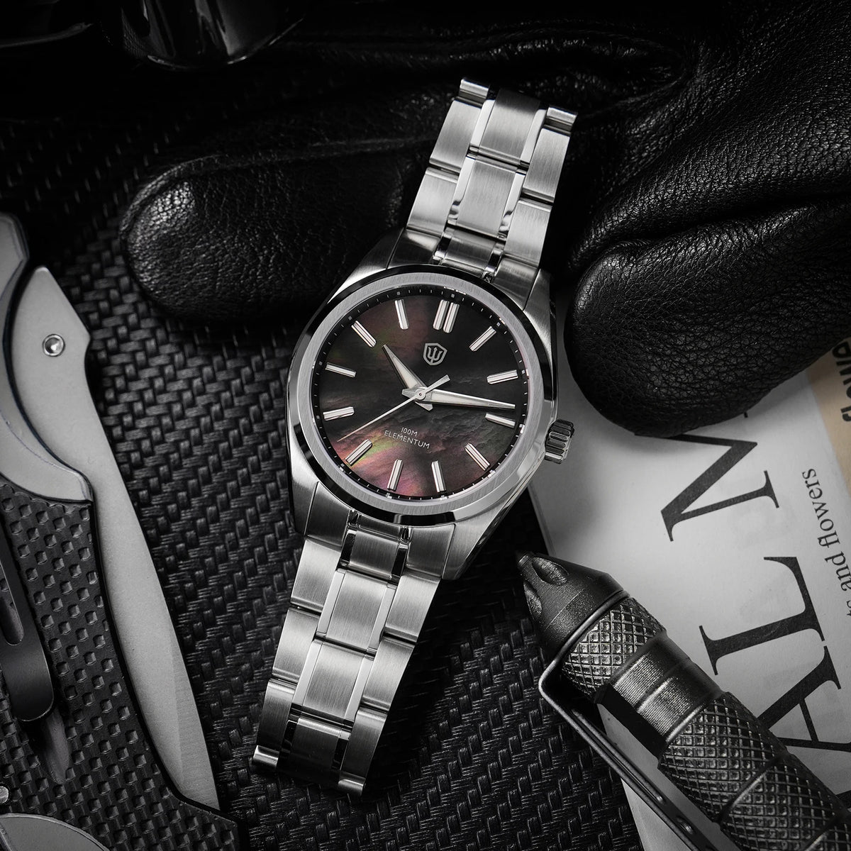 Watchdives WD0003C 38mm Watch VH31 Sweep Seconds Quartz Movement Stainless Steel Watch Elementum Original Design Men Wristwatch