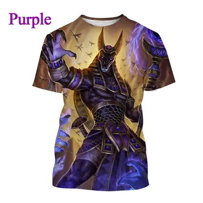 T-Shirts mit dem Sensenmann Anubis – 3D-gedrucktes T-Shirt mit altägyptischem Gott – Auge Ägyptens – Pharao – Harajuku-Mode – Kurzarm-T-Shirt