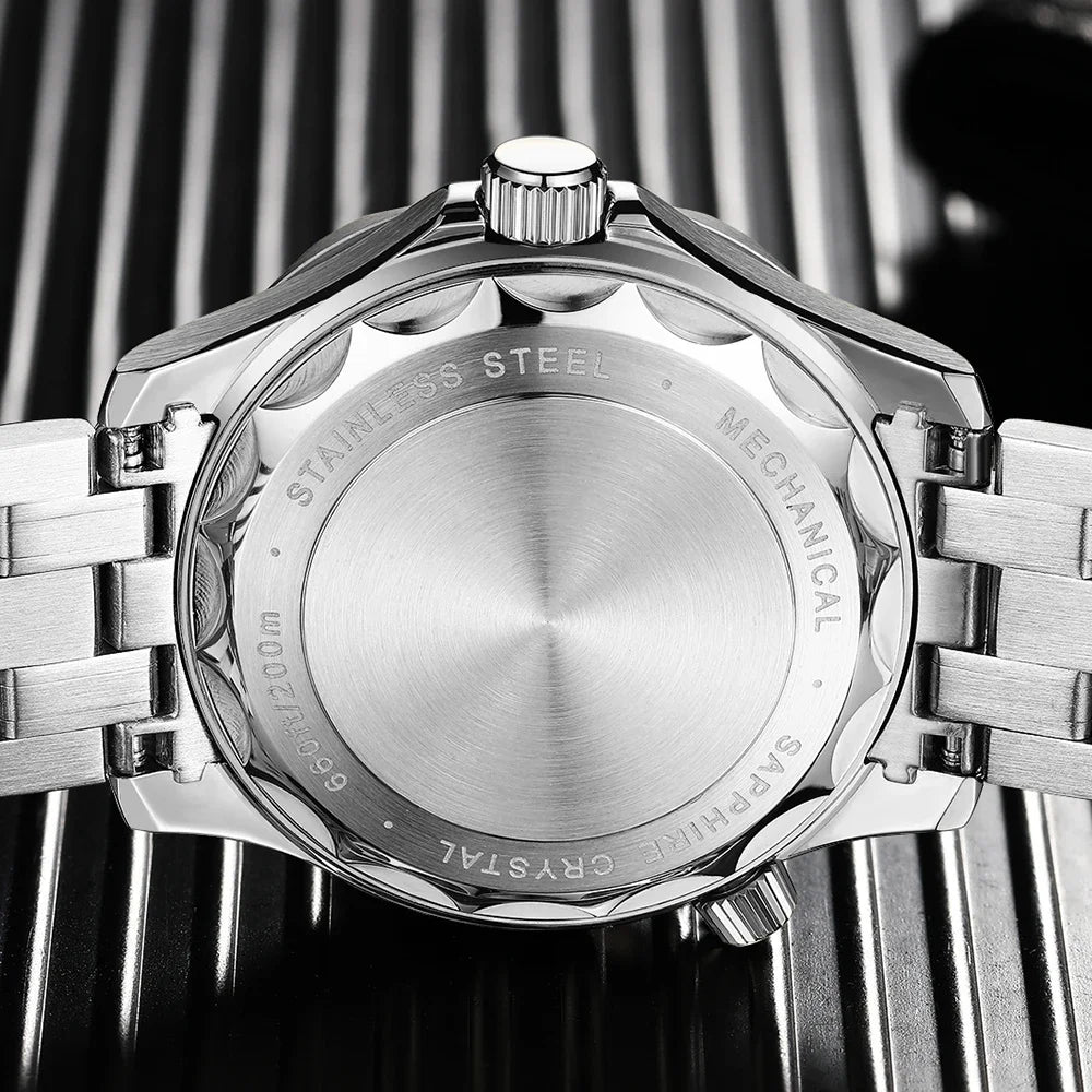 PHYLIDA Black Dial PT5000 MIYOTA Automatic Watch DIVER 200M 007 NTTD Style Sapphire Crystal Solid Bracelet Waterproof 20Bar