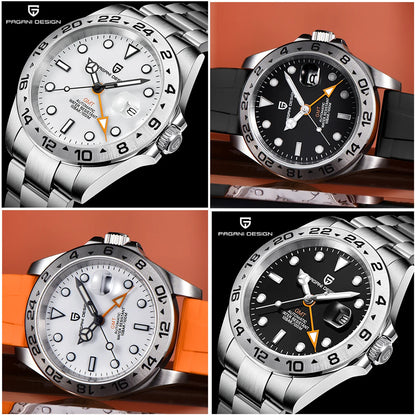 Relógio de mergulho masculino Pagani Design 2026 novo, 42mm, safira, mecânico automático GMT, impermeável 100m PD1682