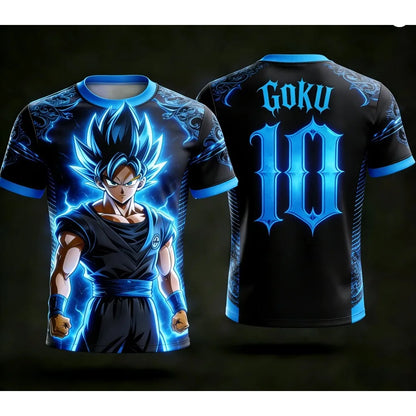 T-shirt 3D Dragon Ball com Licença 2026, Moda Casual de Verão, Camisola Goku N.º 10 para Homem e Criança, Desportiva de Manga Curta