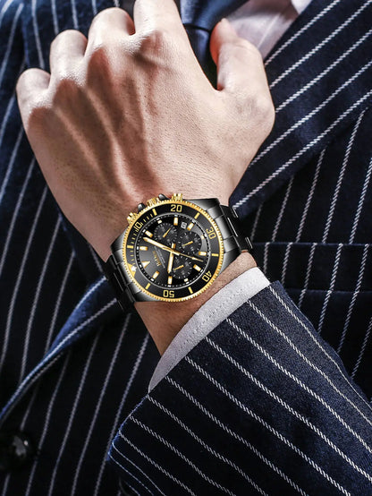 BIDEN Multi functional men's quartz watch luxury waterproof night light business style diving series casual fashion watch