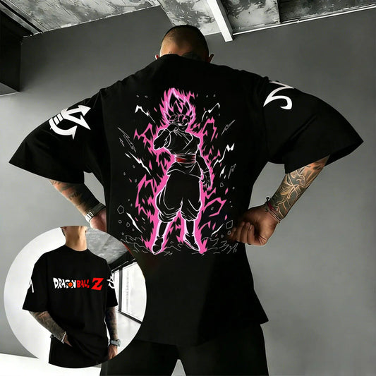 2026 New Hot Anime Dragon Ball Goku Printed Cotton Men's T-shirt Overside American and Women's Breathable Sports Round-neck