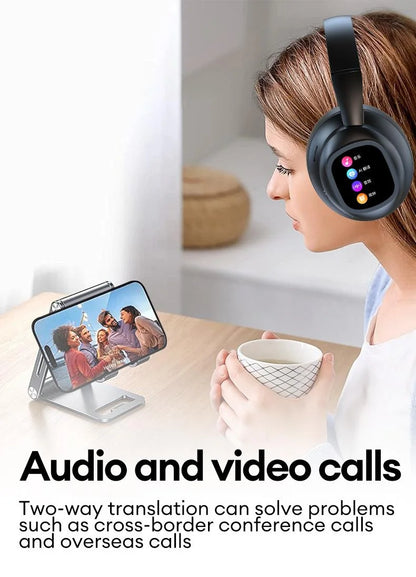 KI-LCD-Touchscreen kabellose Bluetooth-Kopfhörer – ANC-Geräuschunterdrückung, tiefer Bass, Gaming-Headset mit HD-Mikrofon