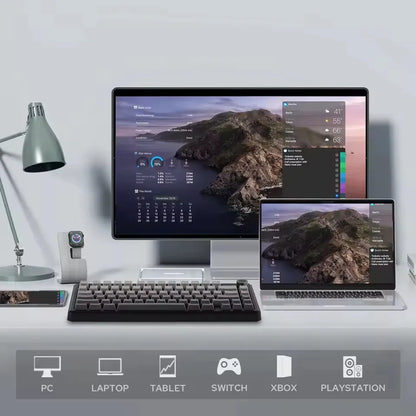 Teclado mecánico gaming AULA F75 MAX 2.4G inalámbrico/BT/con cable, Hot-Swap RGB, 75%, 81 teclas, teclado de oficina con pantalla TFT