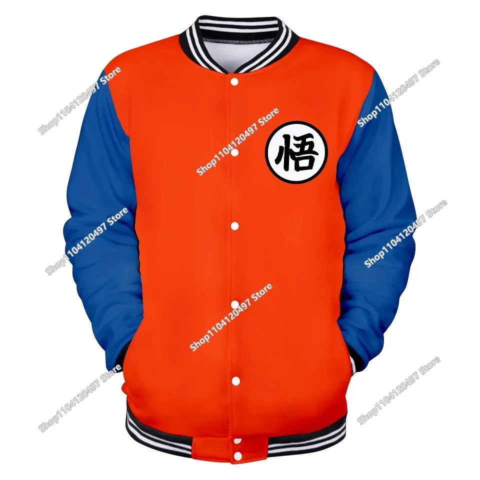 Neue japanische Anime Dragon Ball Z College-Jacke für den Herbst, lässiger Sweatshirt-Hoodie-Mantel, Marken-Baseballjacke