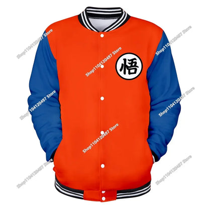 Neue japanische Anime Dragon Ball Z College-Jacke für den Herbst, lässiger Sweatshirt-Hoodie-Mantel, Marken-Baseballjacke