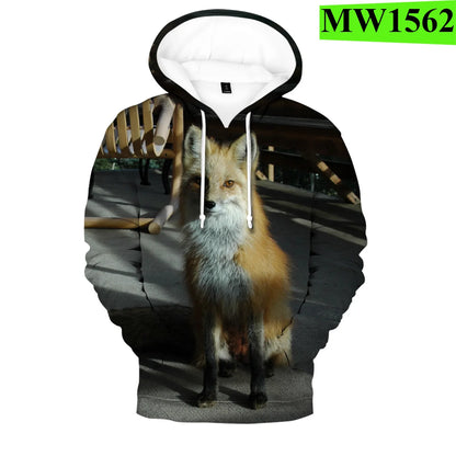Popularne bluzy z kapturem i bluzy Hip Hop Novelty z wygodnym nowym nadrukiem 3D Fox, dla mężczyzn/kobiet, dorosłych/dzieci, casualowe bluzy wkładane przez głowę