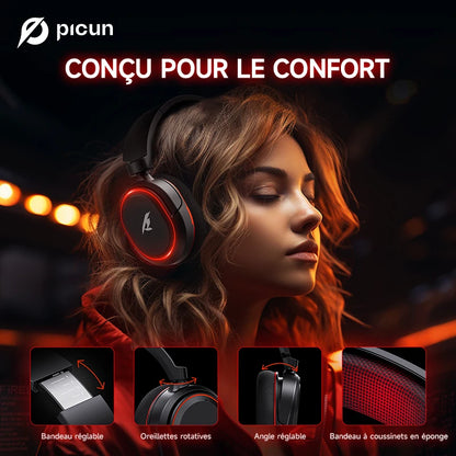 Cuffie da gaming wireless Picun G2 Bluetooth 5.3 – audio surround 7.1, microfono ENC, batteria 100H, cuffie a bassa latenza per PC, PS5, PS4, Switch e dispositivi mobili