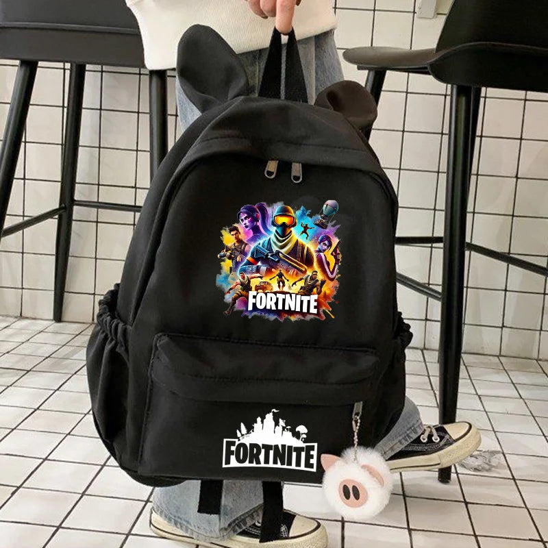 Nova Mochila Fortnite Cartoon para Rapaz e Rapariga, Mochila Escolar Casual de Grande Capacidade para Estudante, Mochila de Viagem com Orelhas de Coelho, Presente de Papelaria