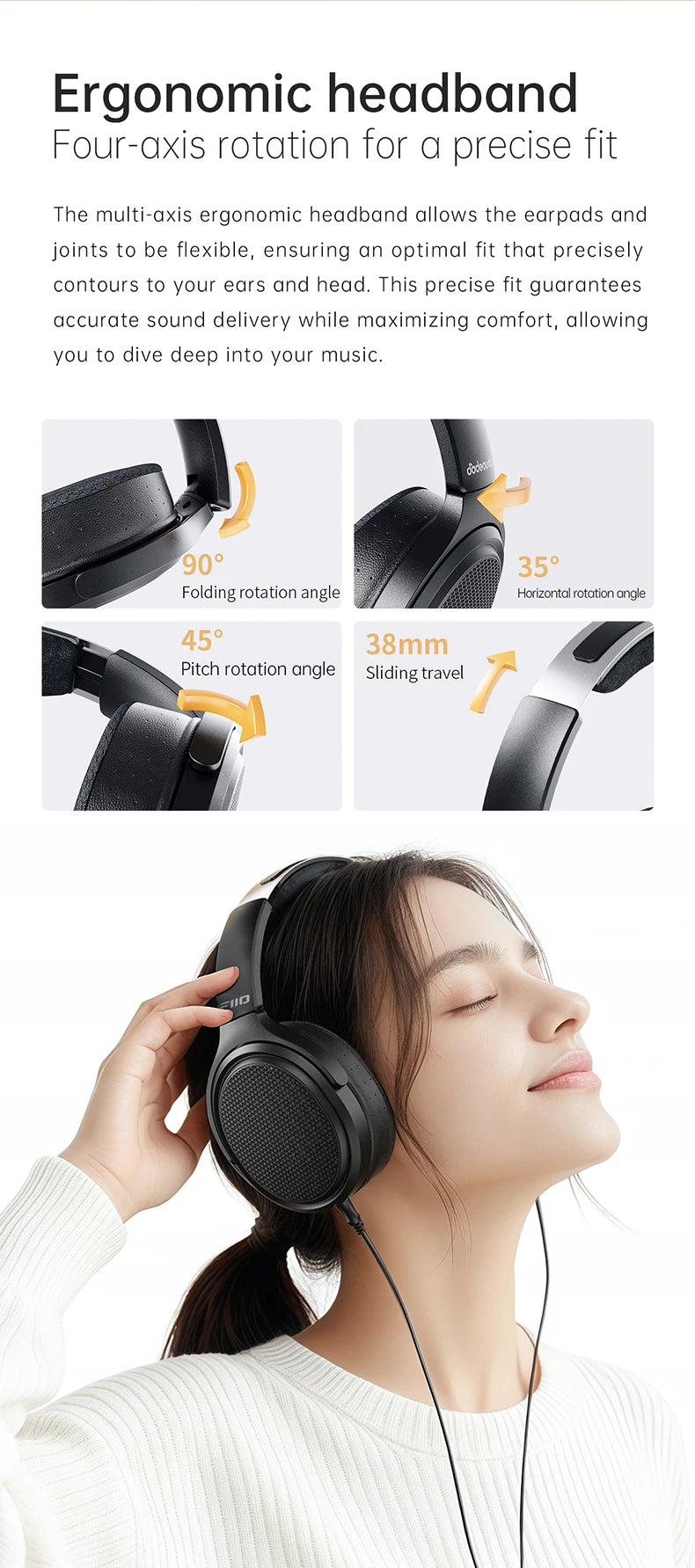 Cuffie audiophile over-ear magnetiche planari FiiO JT7 – Driver 95x86mm, headset HiFi cablato 4.4mm e 3.5mm