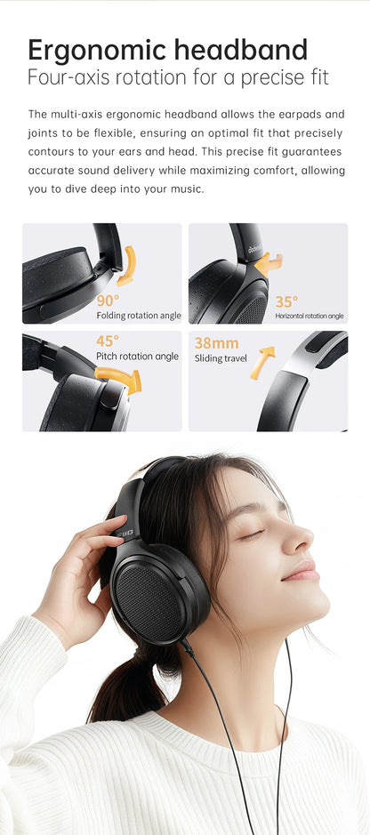 Cuffie audiophile over-ear magnetiche planari FiiO JT7 – Driver 95x86mm, headset HiFi cablato 4.4mm e 3.5mm