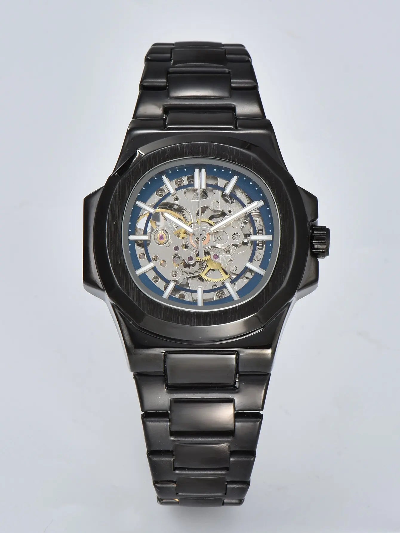 LONGLUX HOT SALE automatic mechanical men watch wholesale no logo waterproof skeleton business  stainless steel gift watch
