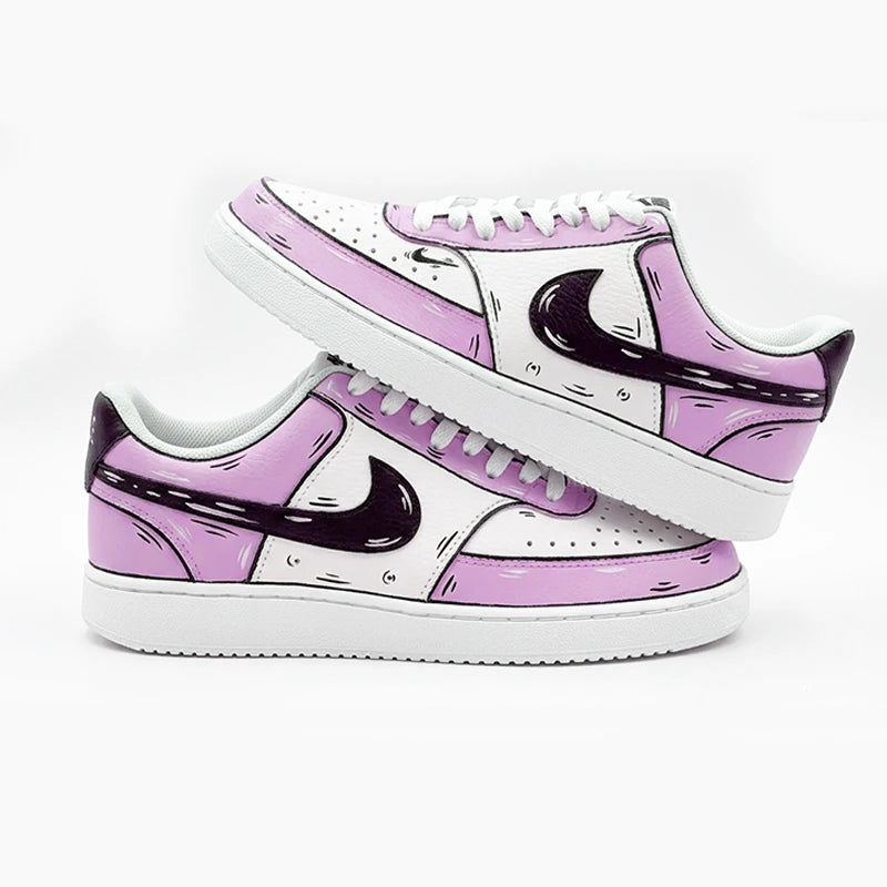 Custom Sneakers Nike Court Vision Messy Line Design Wild Romantic Dream Comic Pattern Couple Matching Shoes Unisex Retro Shoes