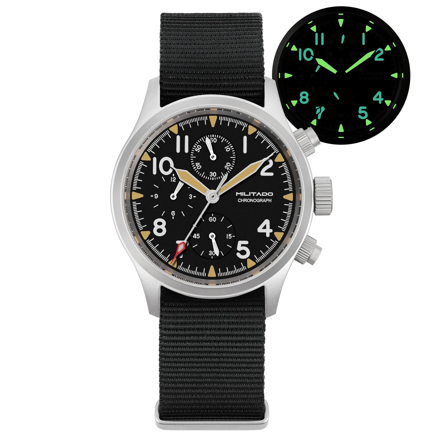 Militado VK61 VK67 Quarz-Chronographenuhr 39mm 316L-Edelstahlgehäuse 3 Zifferblätter wasserdicht 100M Multifunktions-Militäruhr
