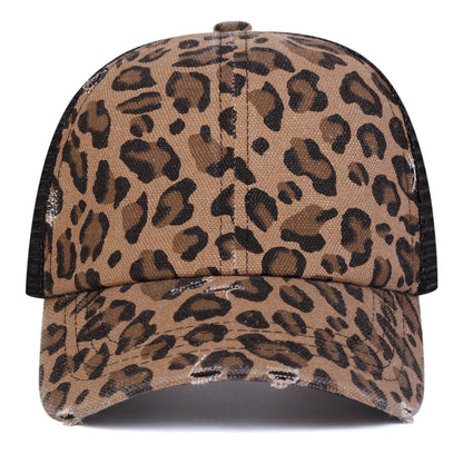 Unisex-Baseballmützen mit Leopardenmuster, Lochstickerei, Netz, für Frühling und Herbst, Outdoor, verstellbar, Freizeitmützen, Sonnenschutzmützen, Sportmützen