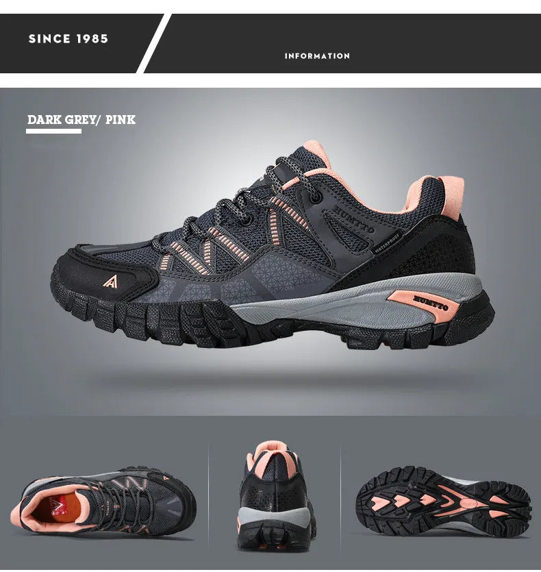 HUMTTO Hiking Shoes for Women Wear-Resistant Outdoor Women's Sports Shoes Lace-Up Climbing Trekking Sneakers Woman 110609B