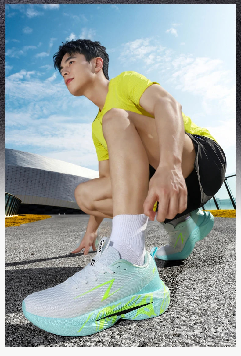 Zapatillas de running para hombre «Marathon Men», deportivas, especializadas, transpirables, ligeras, deportivas para mujer, antideslizantes, con suela de carbono, cómodas.