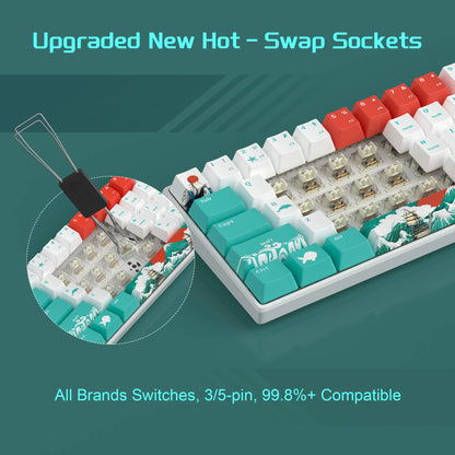 Teclado Mecânico Gaming MageGee 60%, RGB, Totalmente Hot-swappable, Switches Personalizados, Mini Teclado de Escritório com 61 Teclas para Portátil Win/Mac