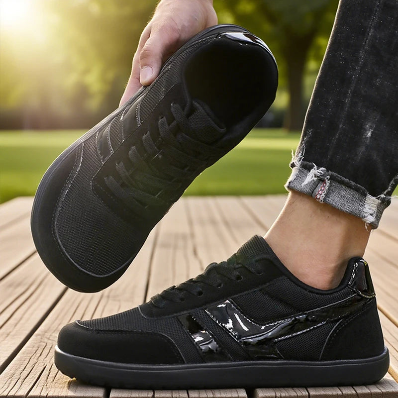 Herresneakers med bred tåboks, barfodssko, minimalistiske, åndbare og komfortable udendørs gåsko, sporty casual blå sko 2025