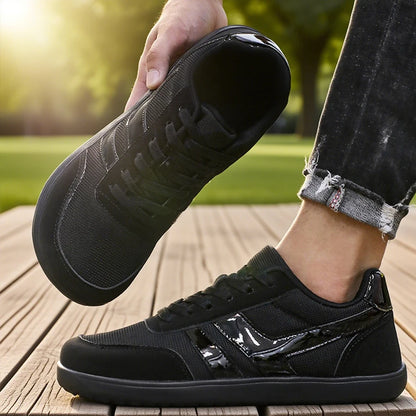 Herresneakers med bred tåboks, barfodssko, minimalistiske, åndbare og komfortable udendørs gåsko, sporty casual blå sko 2025