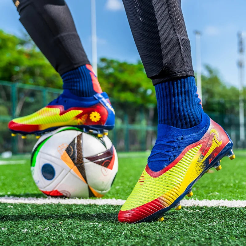 New Men Football Boots Match Adult Outdoor Sport Training Cleats Soccer Shoes Boys Long Spikes Breathable Non Slip Comfortable