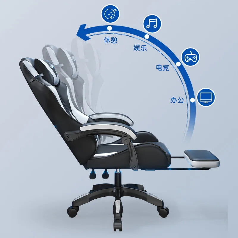 Modern Gaming Chair with Lumbar Support High Back Swivel Office Chair Reclining Computer Seat for Long Sitting Home Gaming Throne