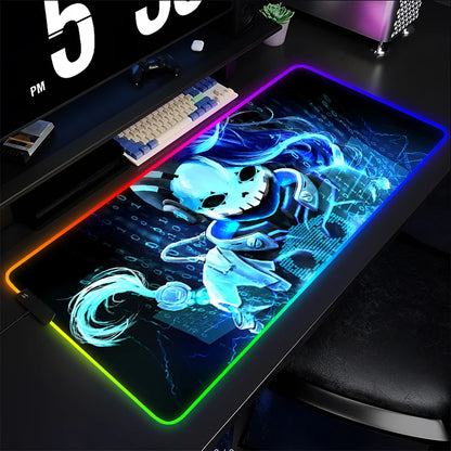 Геймърски пад за мишка и клавиатура Overwatch Sombra, подложка за бюро с LED RGB, гумен килим за мишка, kawaii mousepad за ноутбук