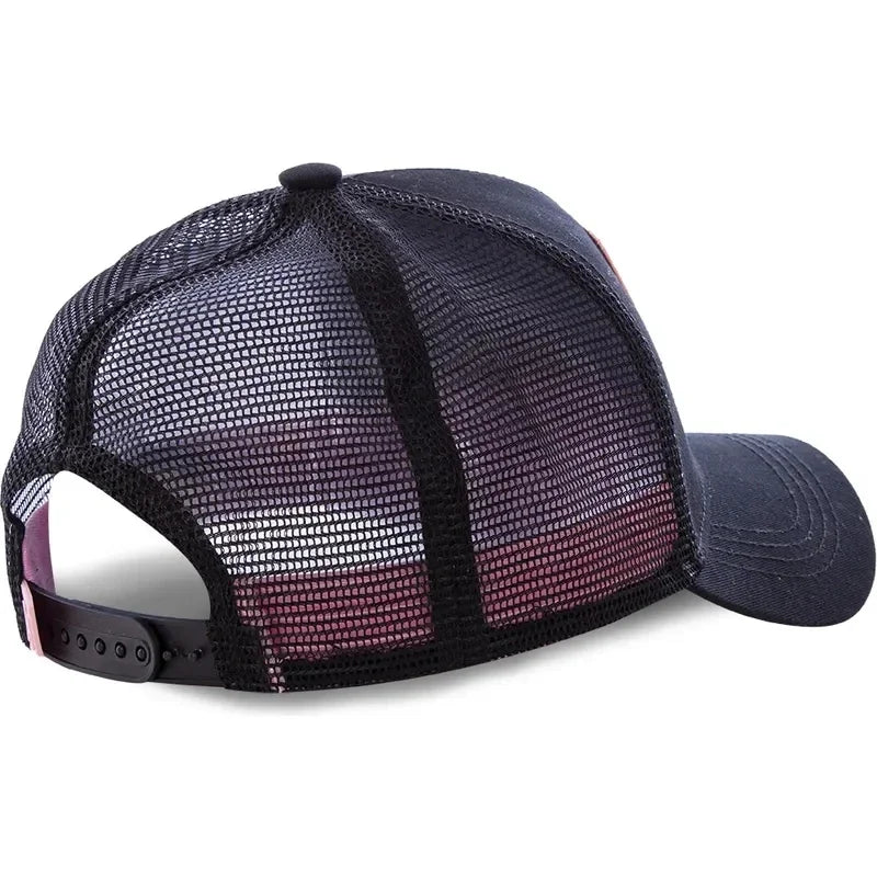 Cappellino Dragon Ball Son Goku da viaggio estivo con visiera, da uomo, ricamato, stile hip-hop, visiera parasole, cappellino trucker regolabile in rete