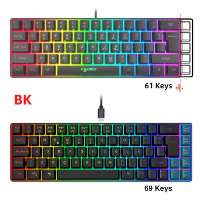 Hot Sale! Spanische kabelgebundene Gaming-Tastatur mit 69 Tasten und RGB-Hintergrundbeleuchtung, kompaktes 68%-Design, ein unverzichtbares Gadget für Büroangestellte und Gamer