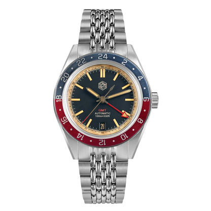 Orologio da uomo automatico San Martin 39.5mm Limited Edition con quadrante Full Lume, NH34 GMT, data a ore 6, 10Bar, Kol Saati di lusso SN0116W