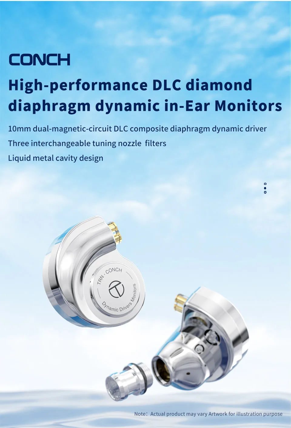TRN Conch Lucky Bag Monitor In-Ear – Auricolari HiFi cablati dinamici DLC Diamond con filtri a ugello di accordatura per Xiaomi