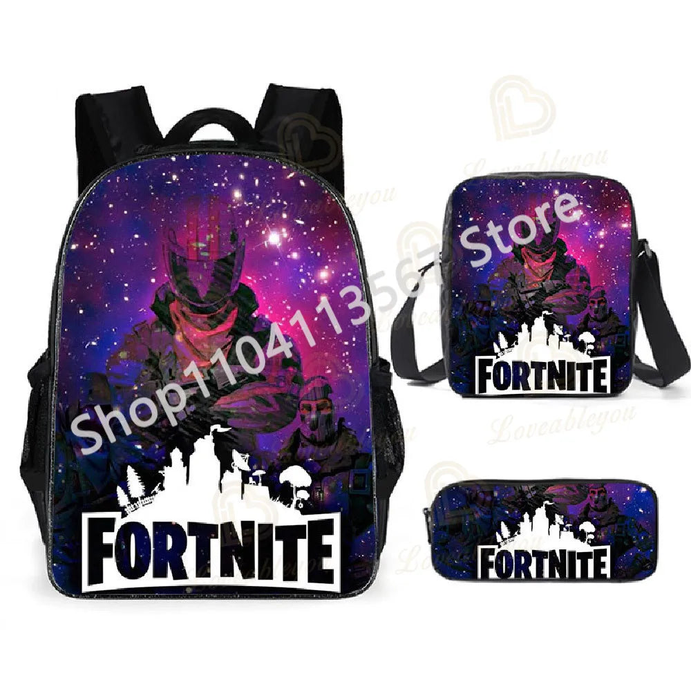 Fortnite Kids 3pcs Backpack Set Women Backpacks Office Stationery for Teenage Girls Boys Laptop Backpack Casual Travel Rucksack