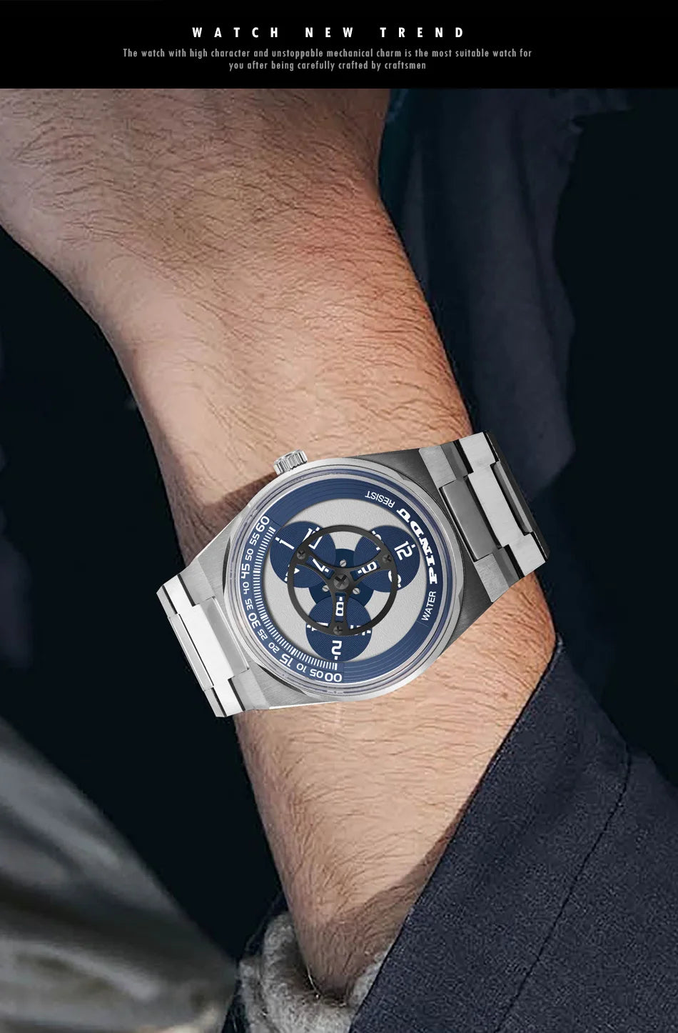 PINDU Design New stainless steel Mechanical Watch Men TOP-Luxury Sapphire Mirror Miyota 8215 Movement Waterproof Automatic Watch